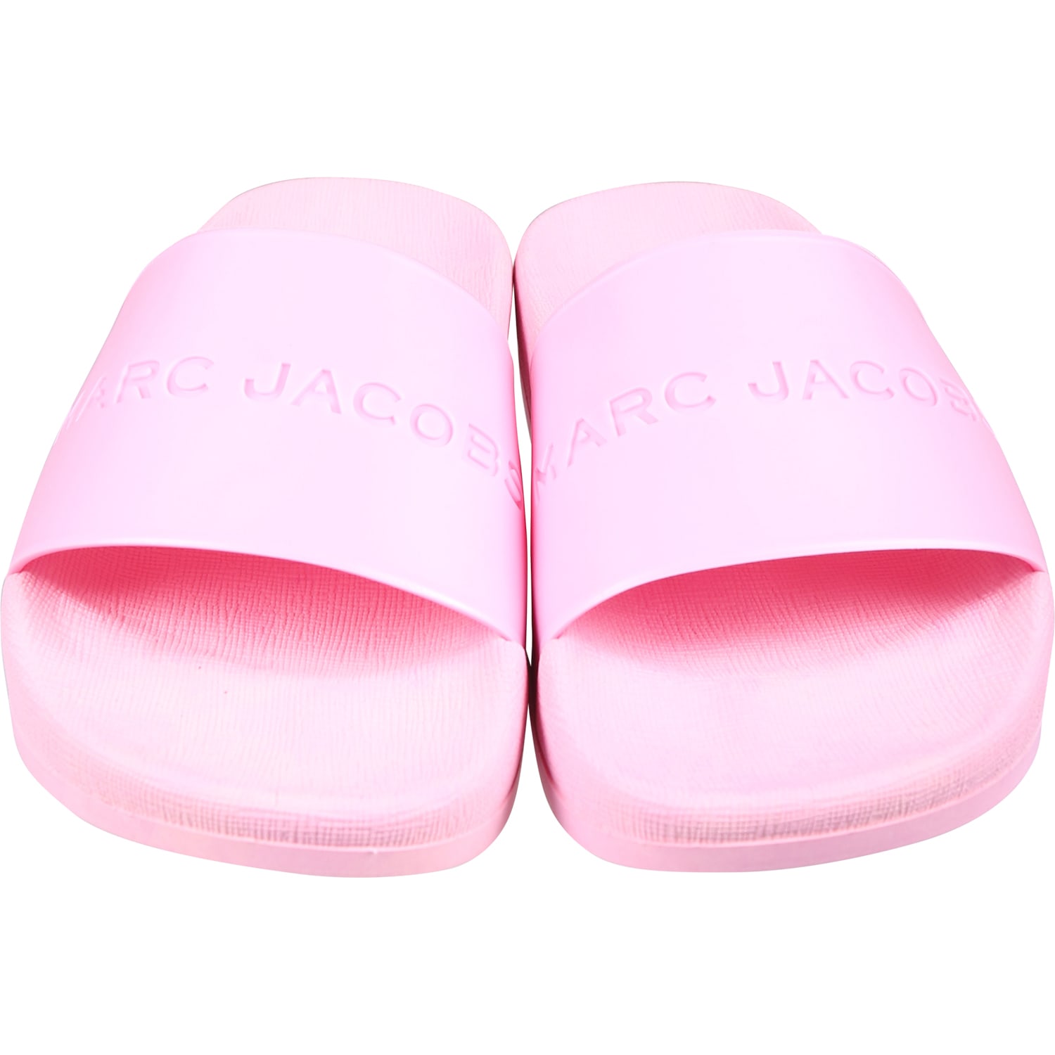 Shop Little Marc Jacobs Pink Slippers For Girl With Logo