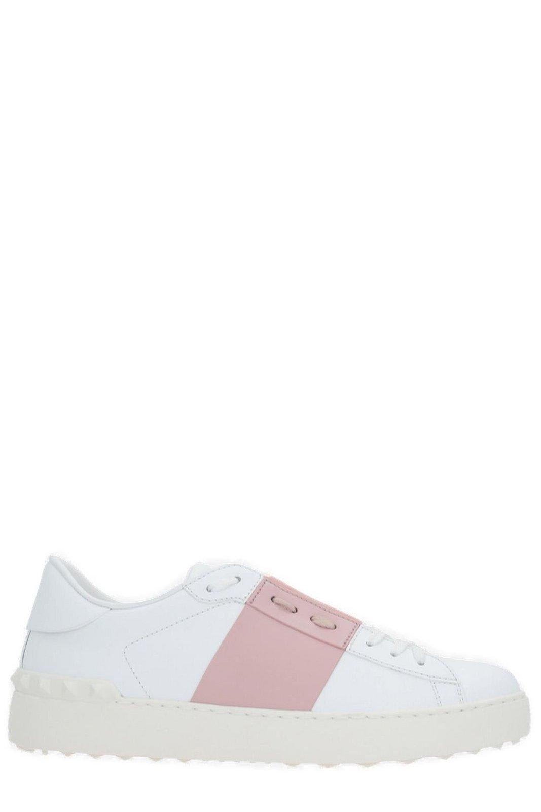 Shop Valentino Garavani Open Lace-up Sneakers In Bianco/water Rose/bianco