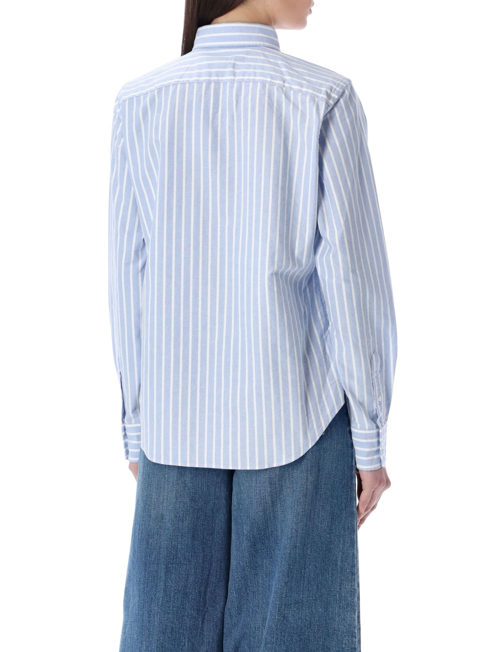Polo Ralph Lauren Striped Pattern Oxford Shirt In Blue