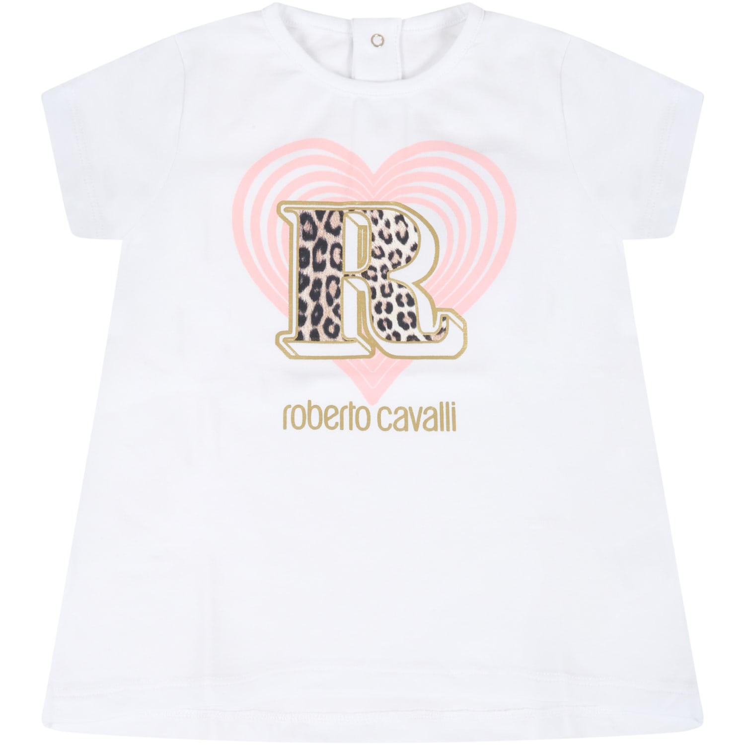 Roberto Cavalli White T-shirt For Baby Girl With Heart