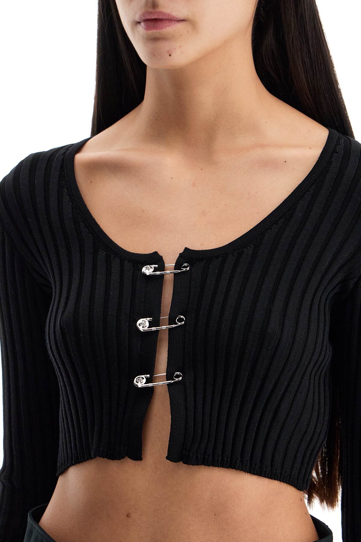 VERSACE CROPPED SAFETY PIN CARDIGAN