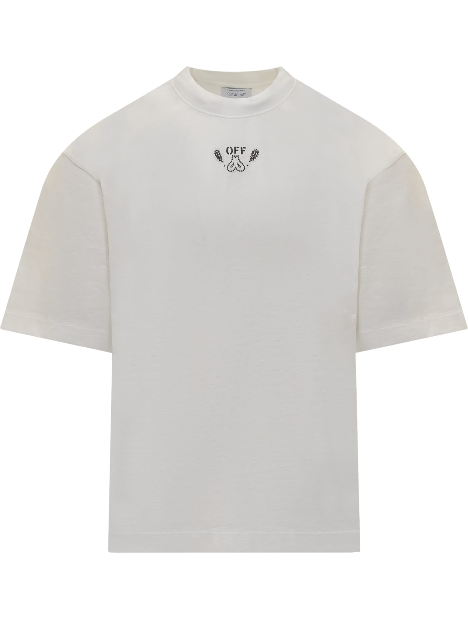 Shop Off-white T-shirt With Bandana Motif In White Black
