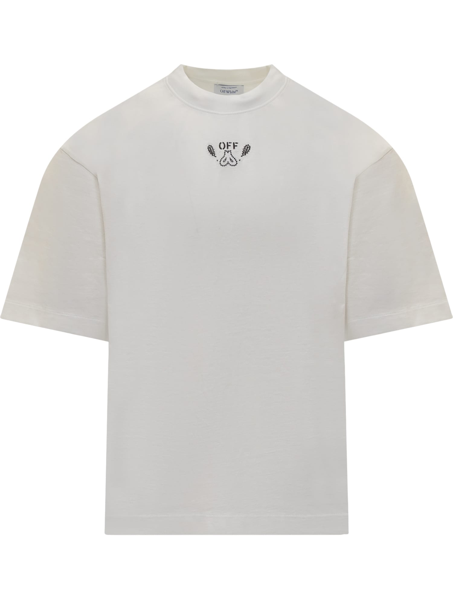 OFF-WHITE T-SHIRT WITH BANDANA MOTIF