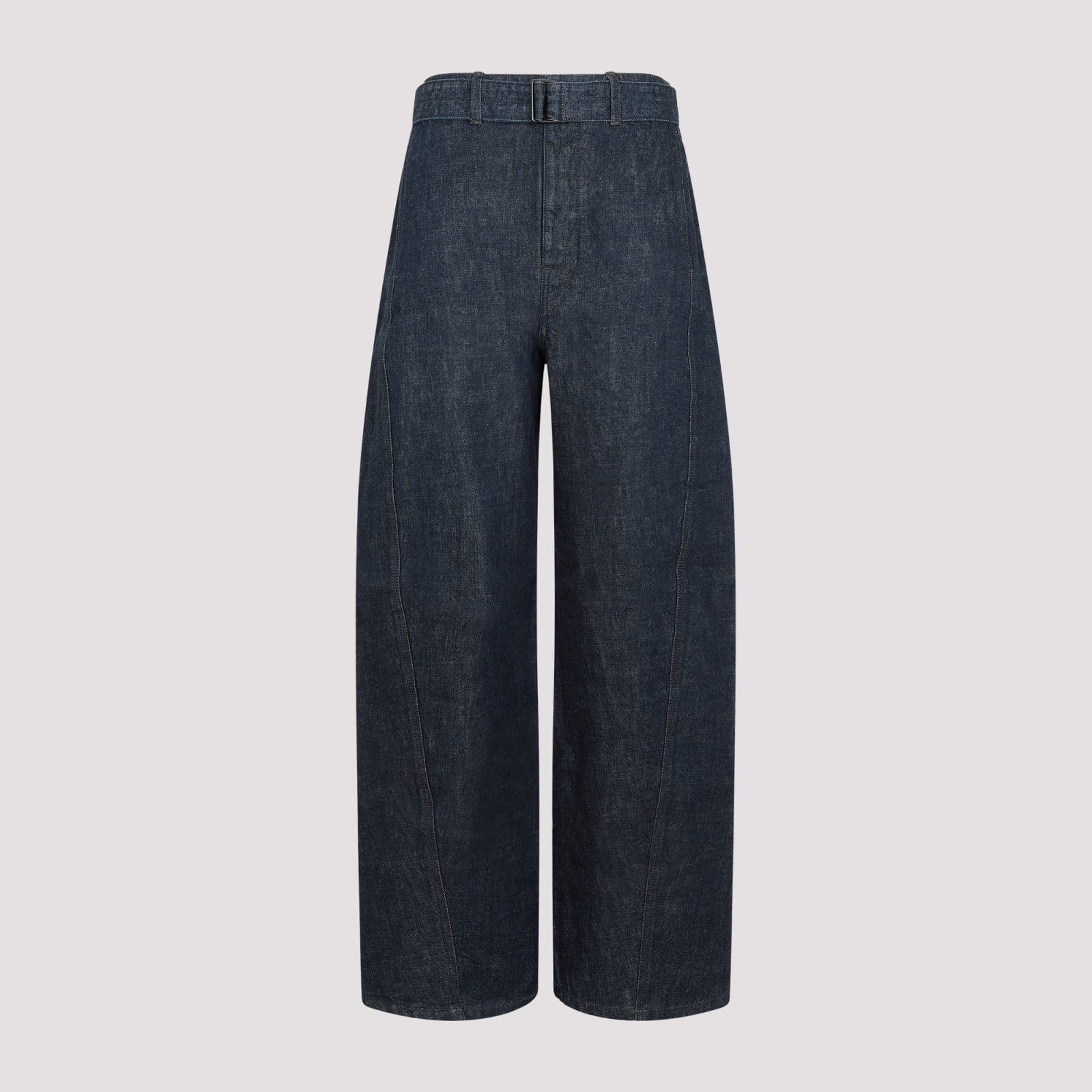 Shop Lemaire Twisted Belted Pants In Denim Indigo