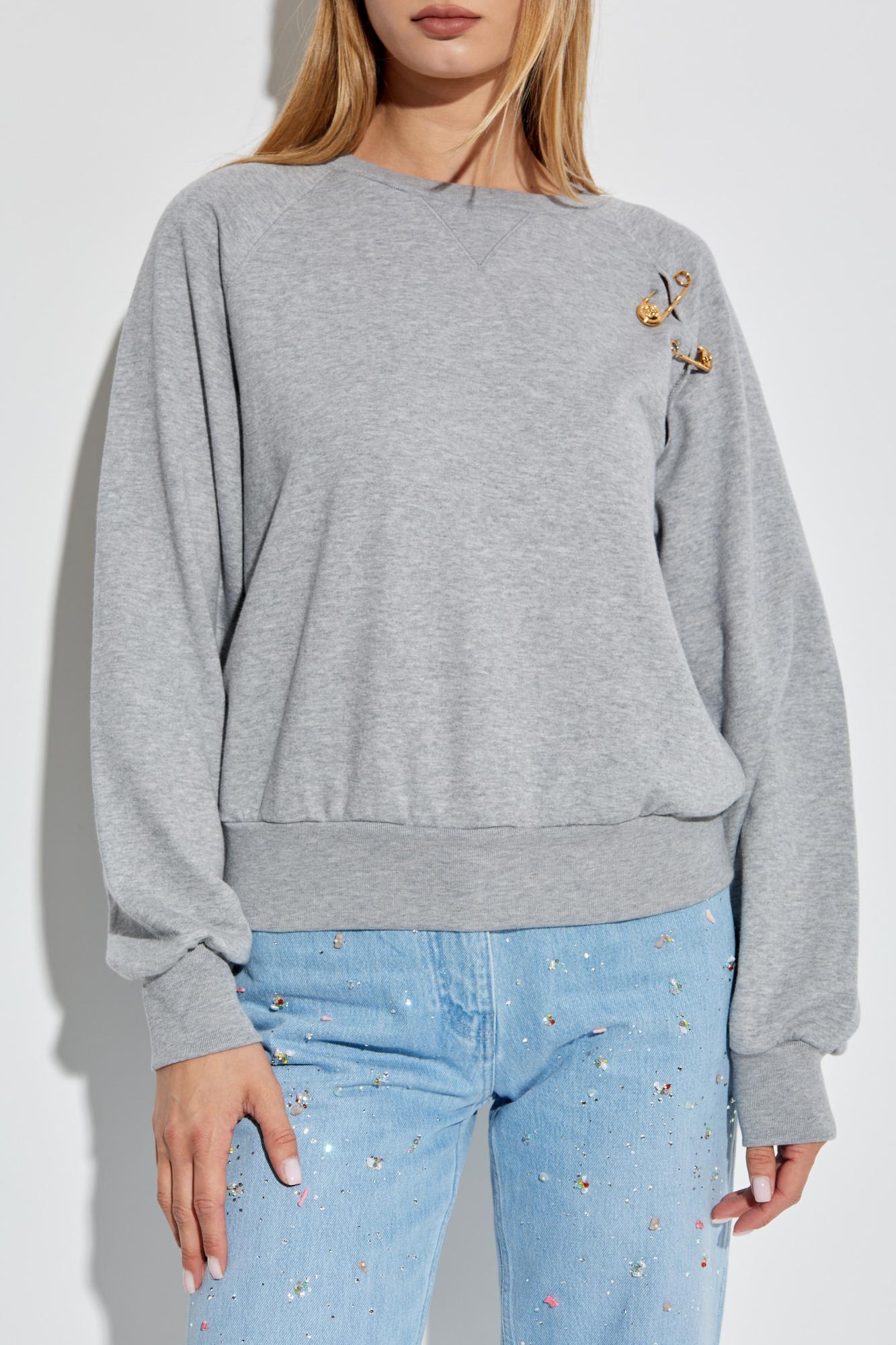 Versace Sweatshirt With Decorative Safety Pins In Gray