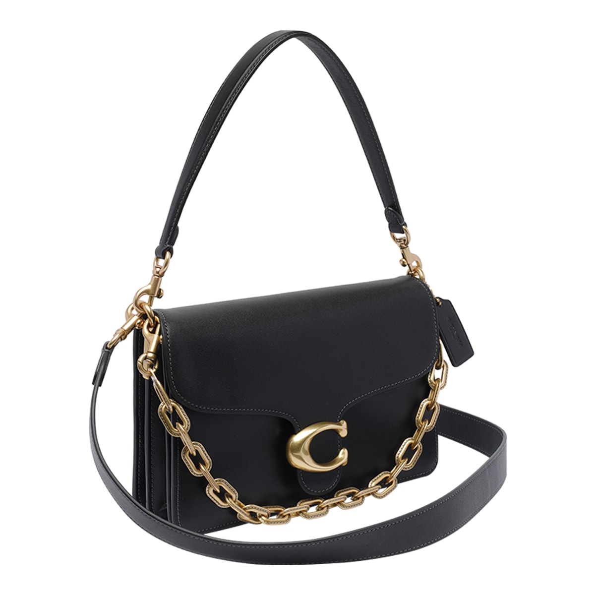 Coach Soft Grain Leather Shoulder Bag With Chain Detail