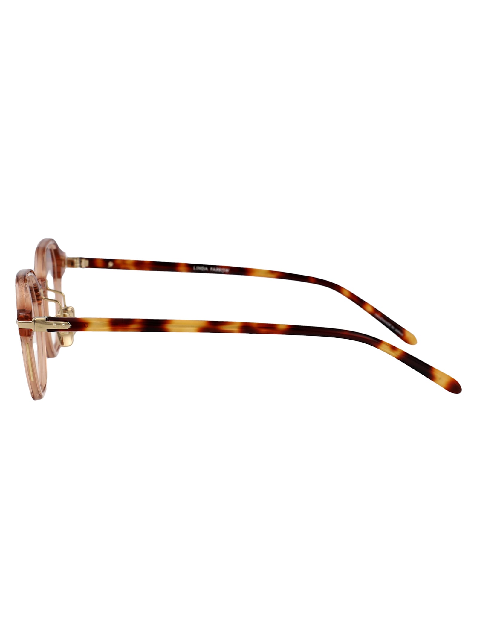 Linda Farrow Axis Glasses In Crystal Pink Havana