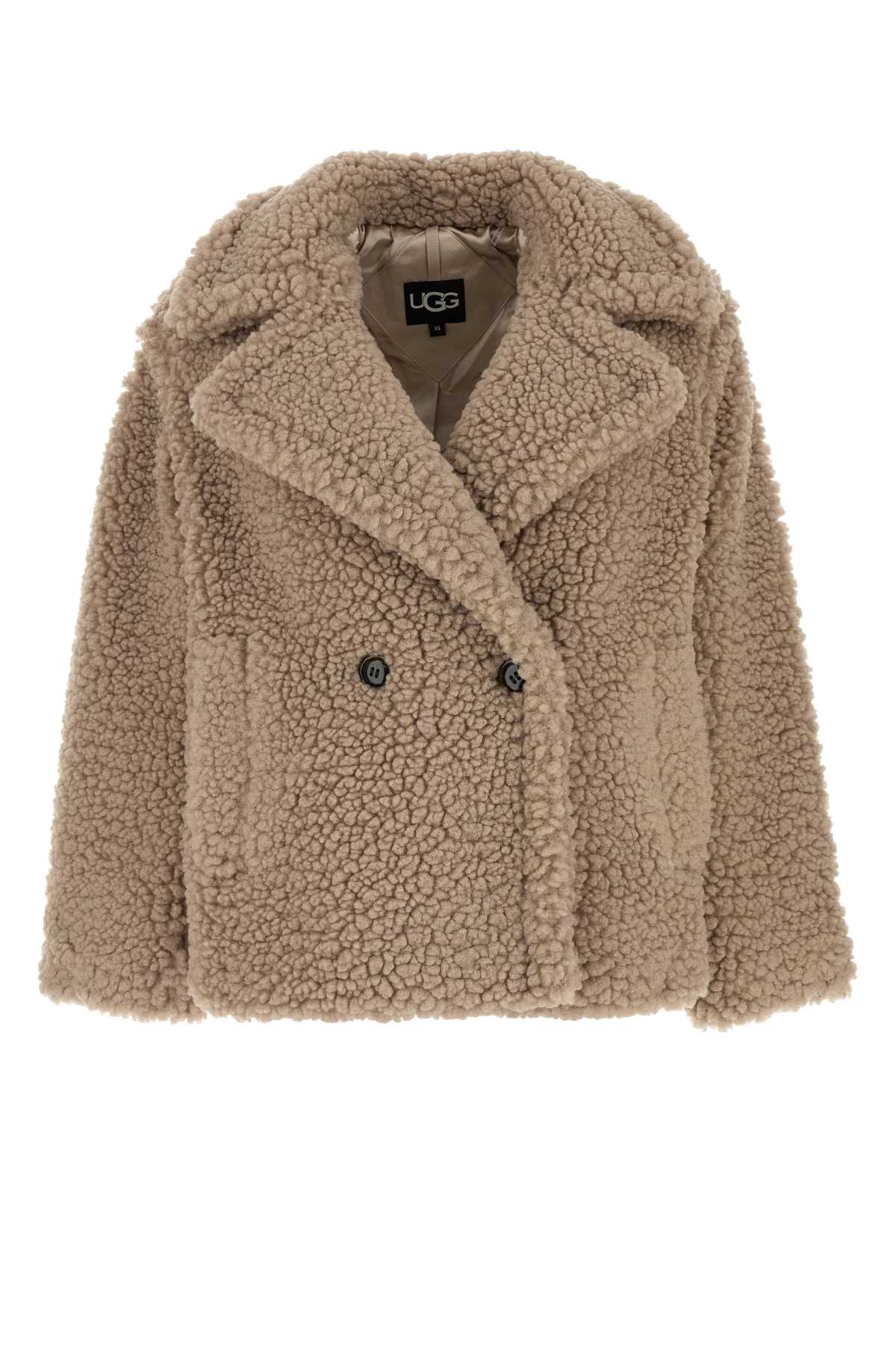 Shop Ugg Cappuccino Teddy Gertrude Coat In Putty