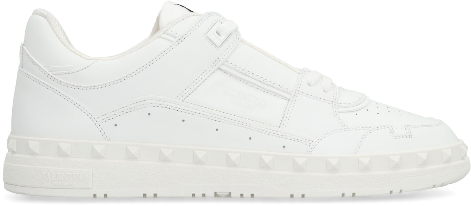 Shop Valentino Garavani - Freedots Leather Low-top Sneakers In White