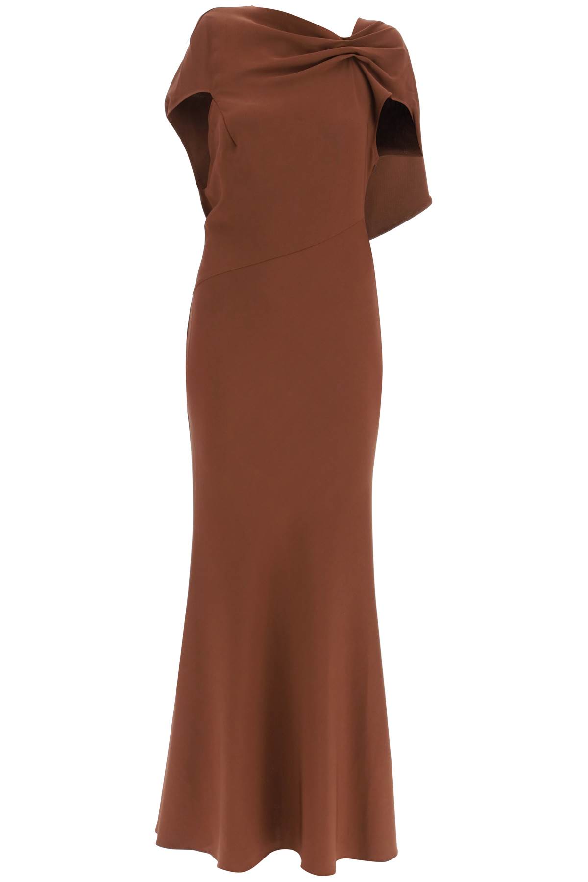 Shop Roland Mouret Long Cady Dress In Brown (brown)