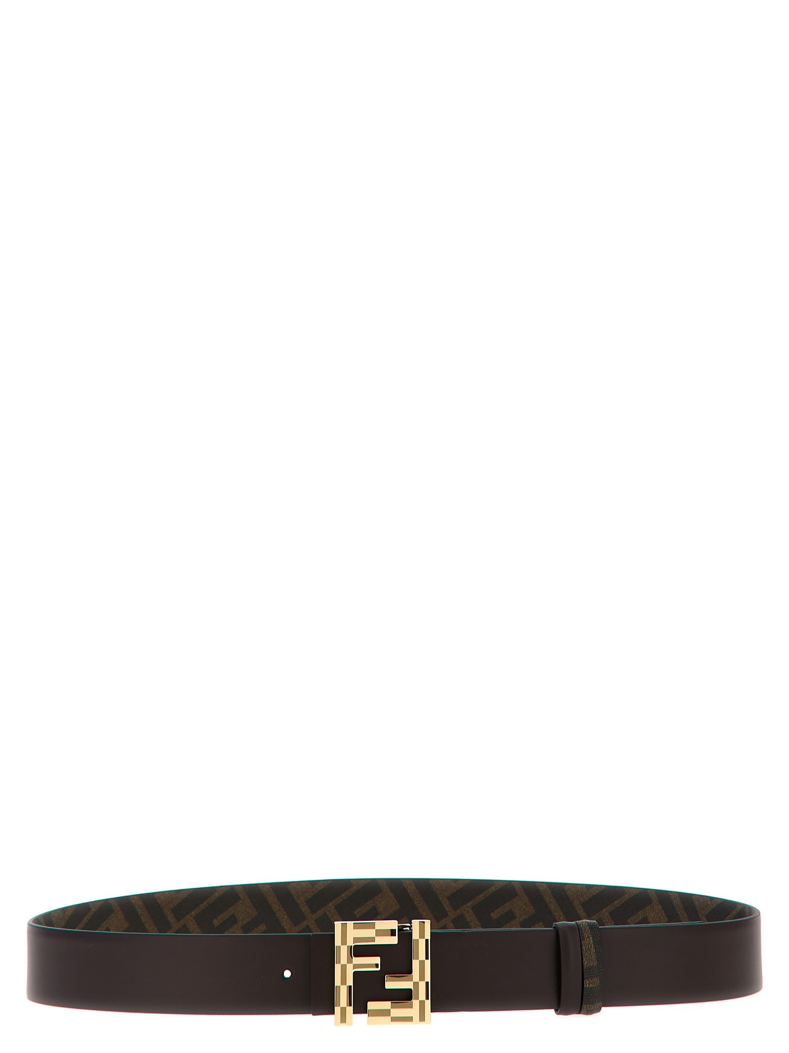 Shop Fendi Squared Ff Reversible Belt In Brown