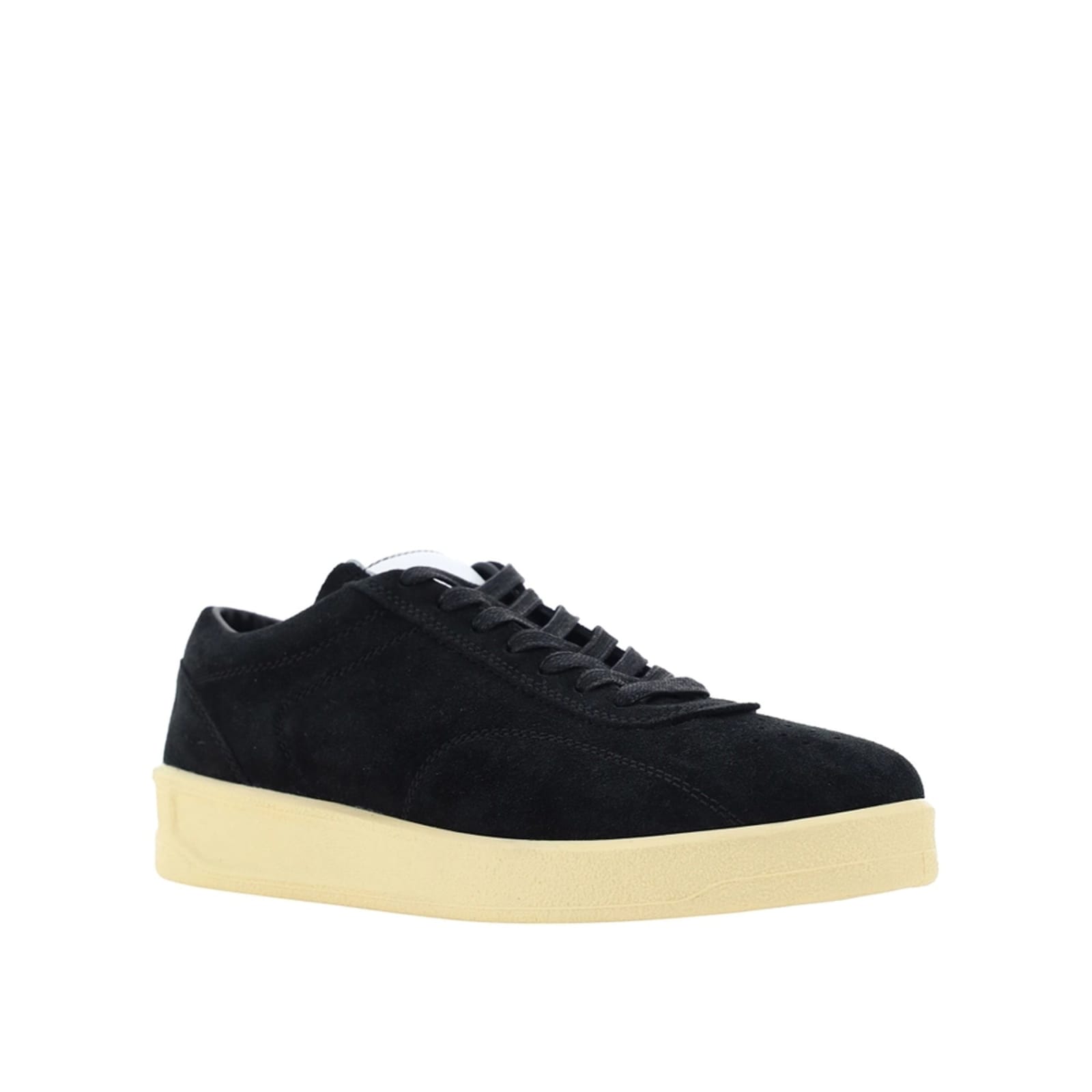 Shop Jil Sander Leather Sneakers In Black