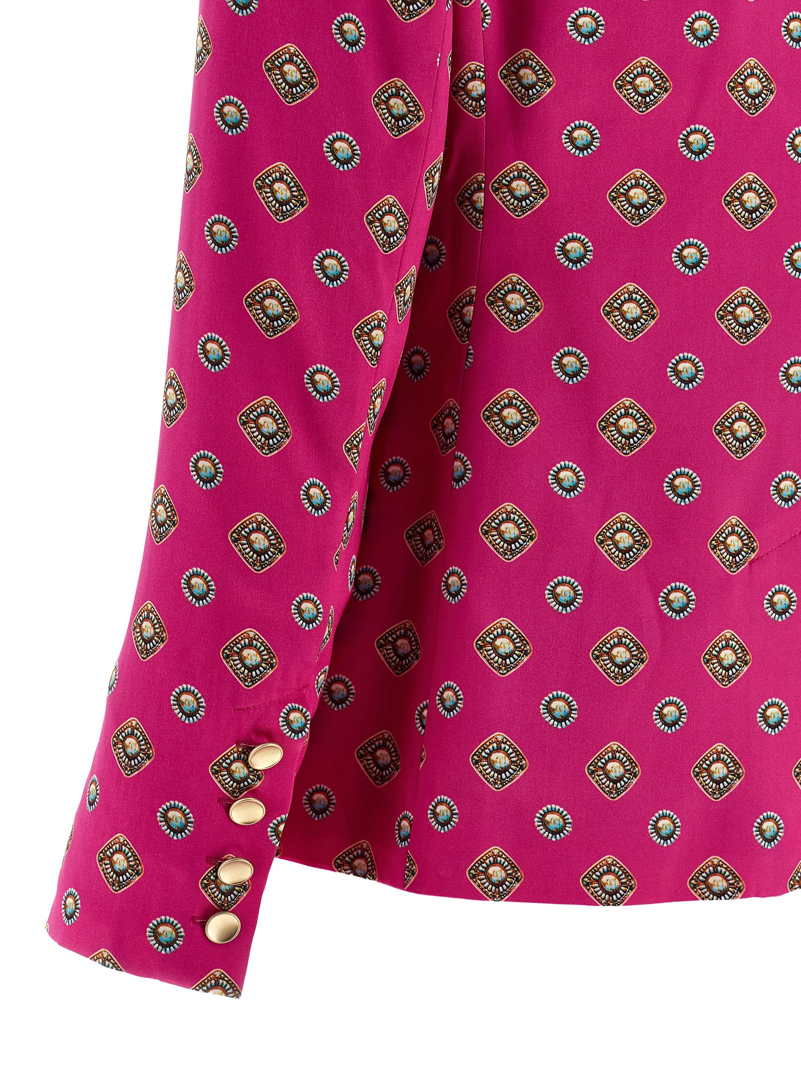 L'agence Southwestern Geometric Colin Double-breasted Blazer In Pink