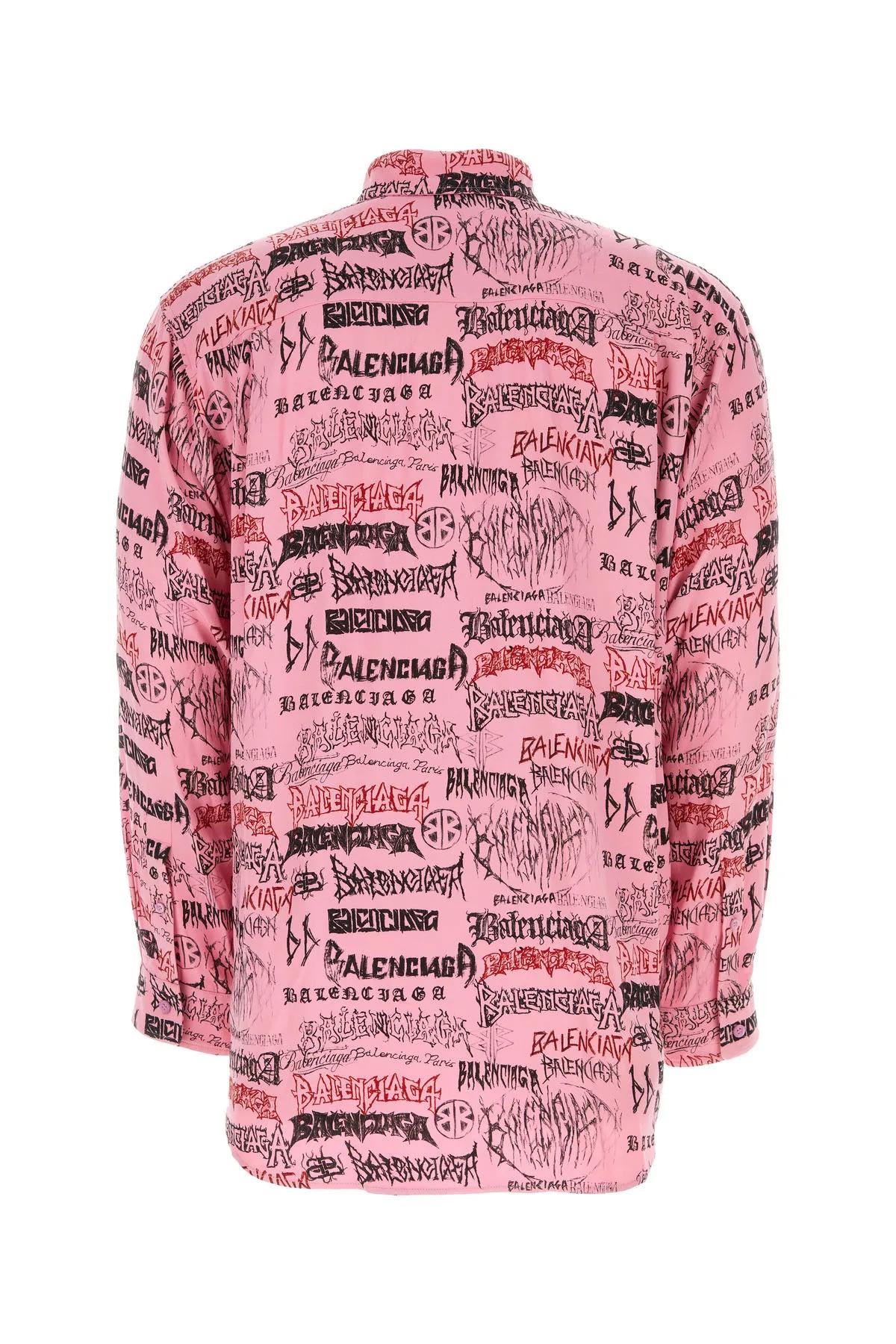 Shop Balenciaga Printed Viscose Oversize Shirt