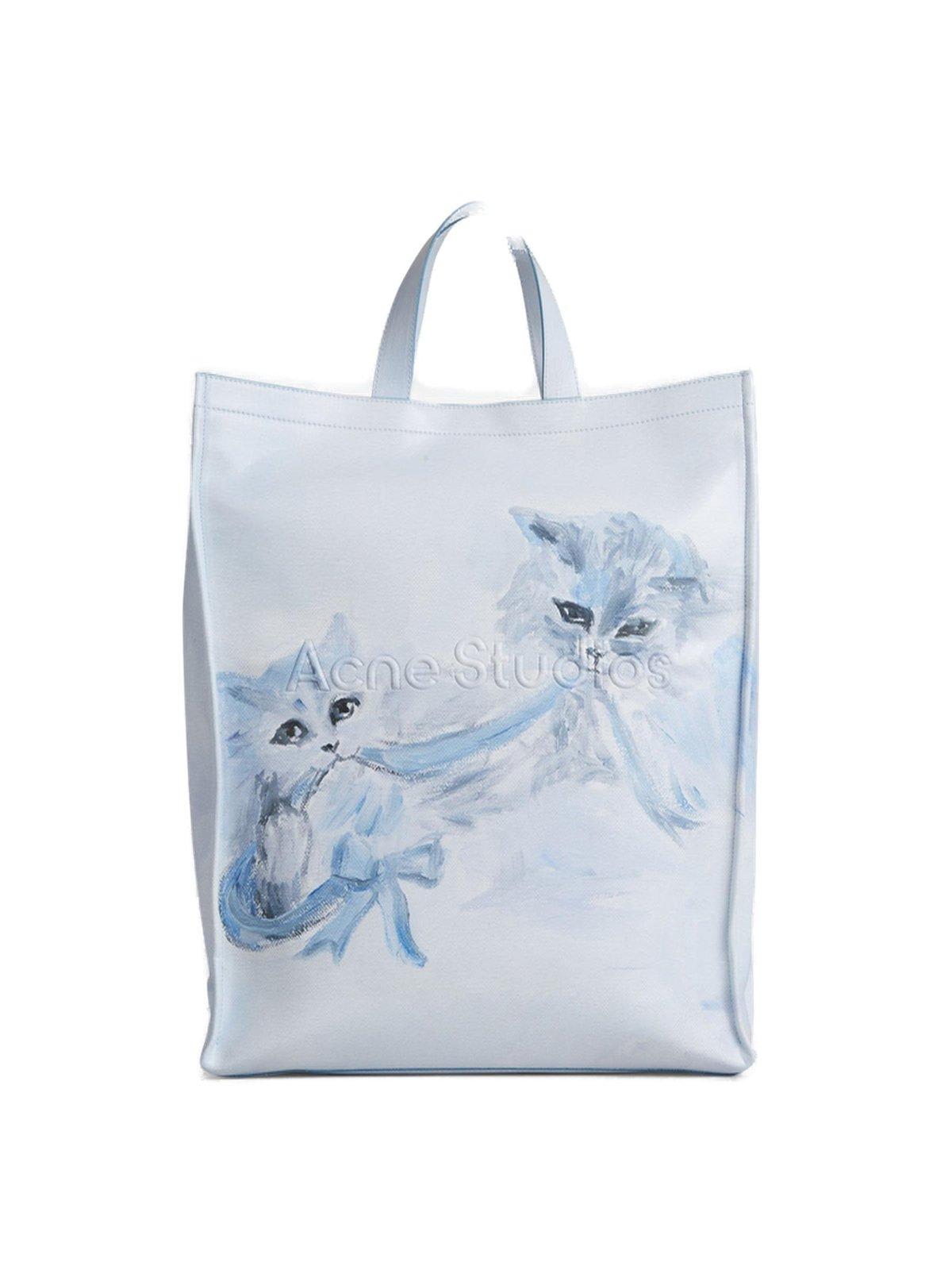 Shop Acne Studios Karen Kilimnik Printed Tote Bag In Ahx White/grey