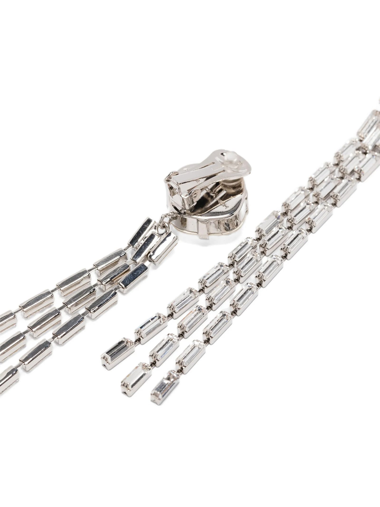 Alessandra Rich Crystal Embellished Fringed Dangling Earrings In Metallic