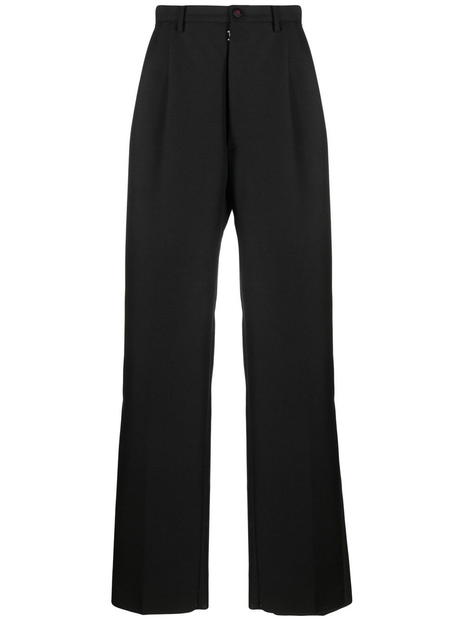 Maison Margiela Jet Black Wool-mohair-silk Blend Trousers