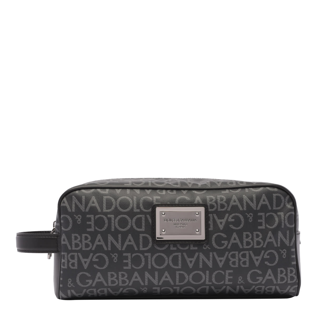 Dolce & Gabbana All Over Logo Necessaire In Black