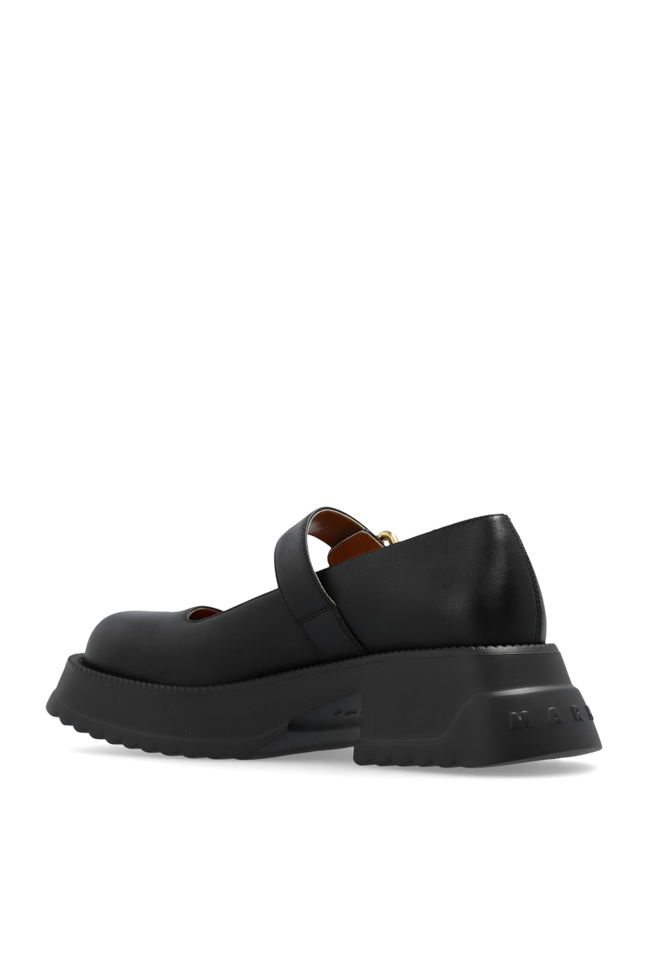 Shop Marni Leather Platform Loafers In Black