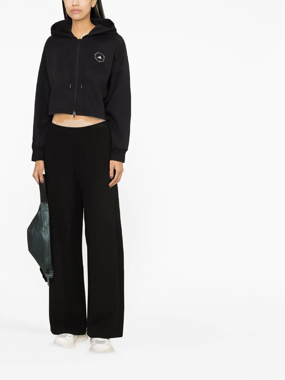 Shop Adidas By Stella Mccartney Felpa Cropped In Black
