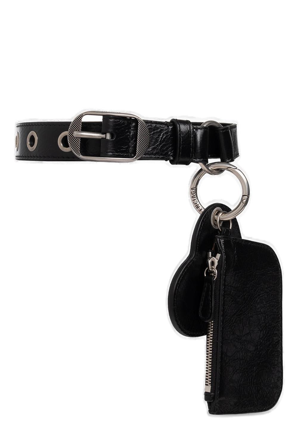 Shop Balenciaga Charm-detailed Belt In Black