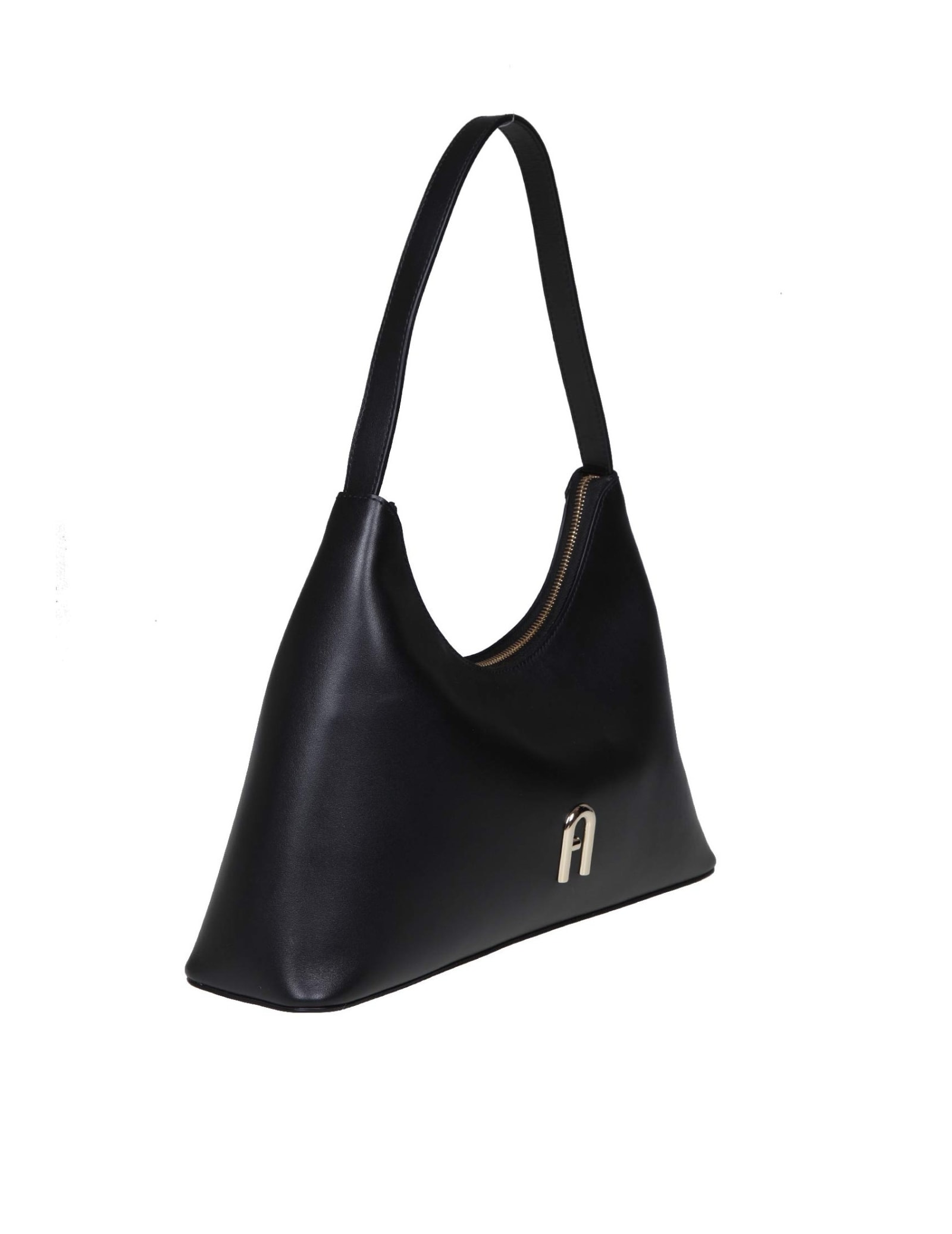 Shop Furla Leather Diamond Shoulder Bag In Black