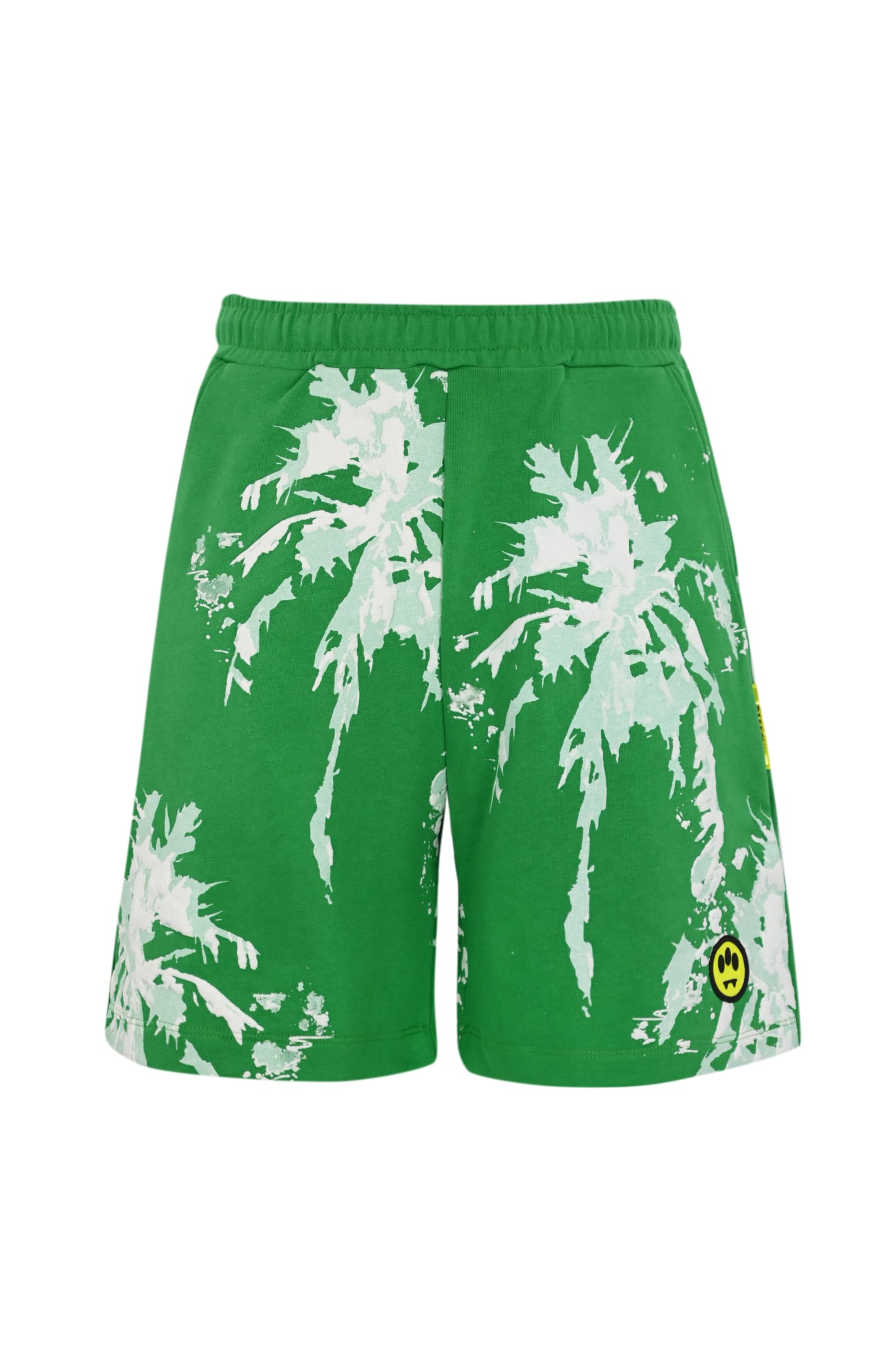 Shop Barrow Fleece Bermuda Shorts With 3d Palm Tree Print In Fern Green