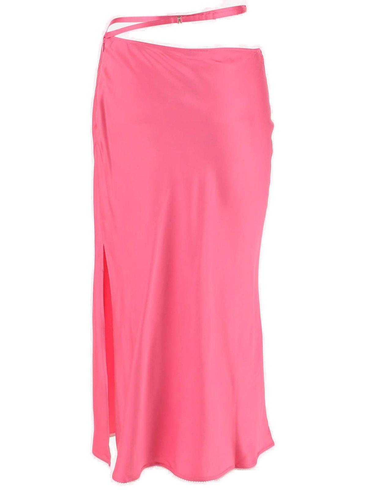Shop Jacquemus High Waist Strap-detailed Skirt In Pink