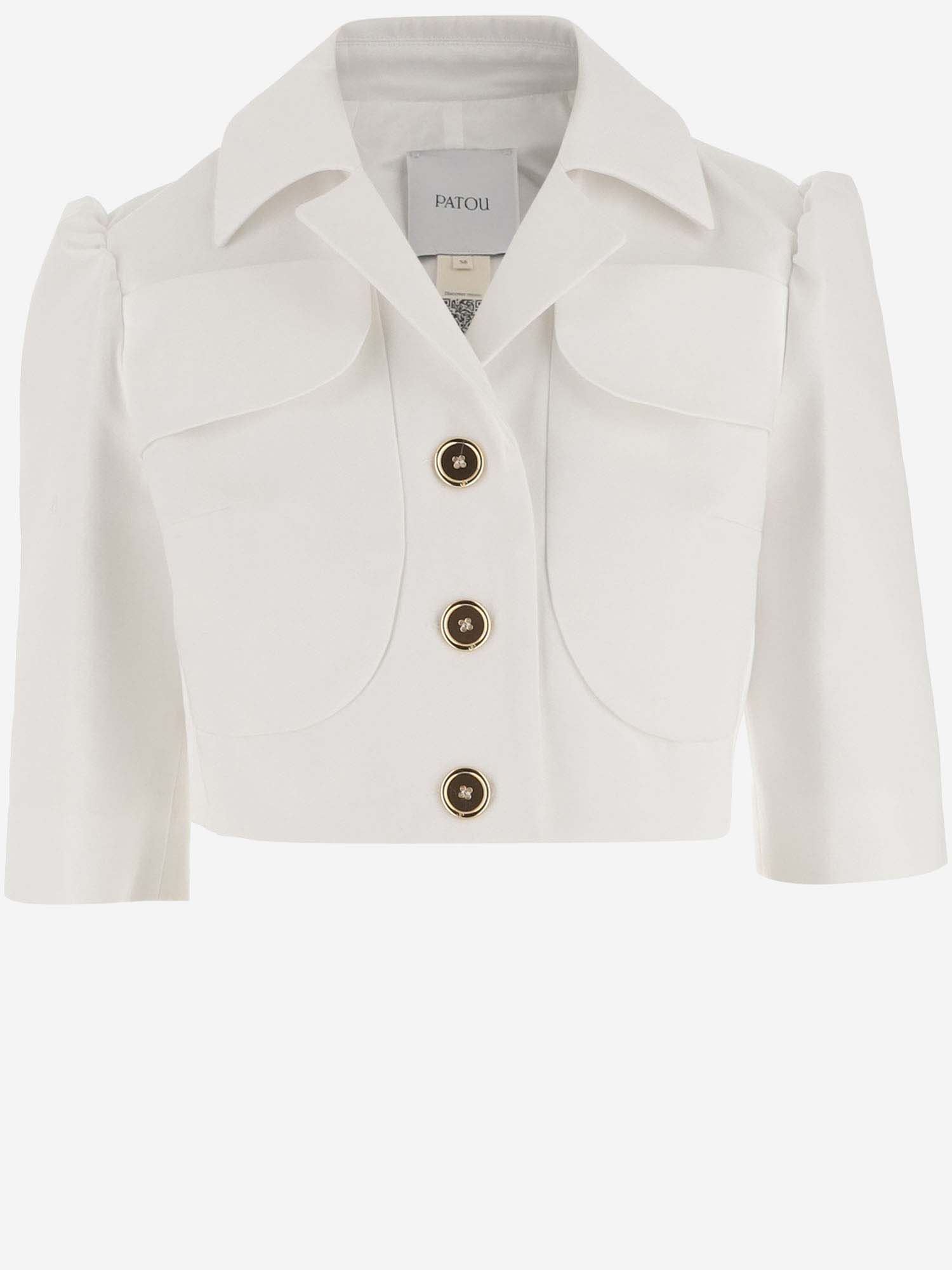 Shop Patou Cotton Crop Jacket In White