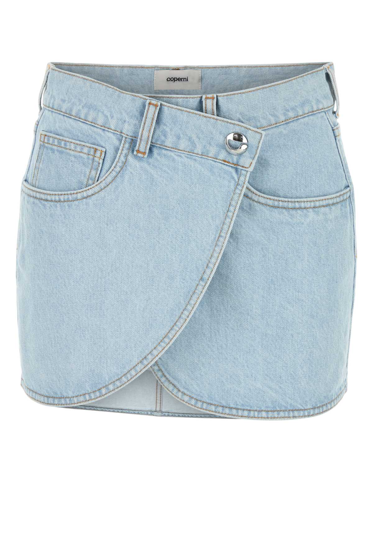 Shop Coperni Denim Mini Skirt In Bluewashed