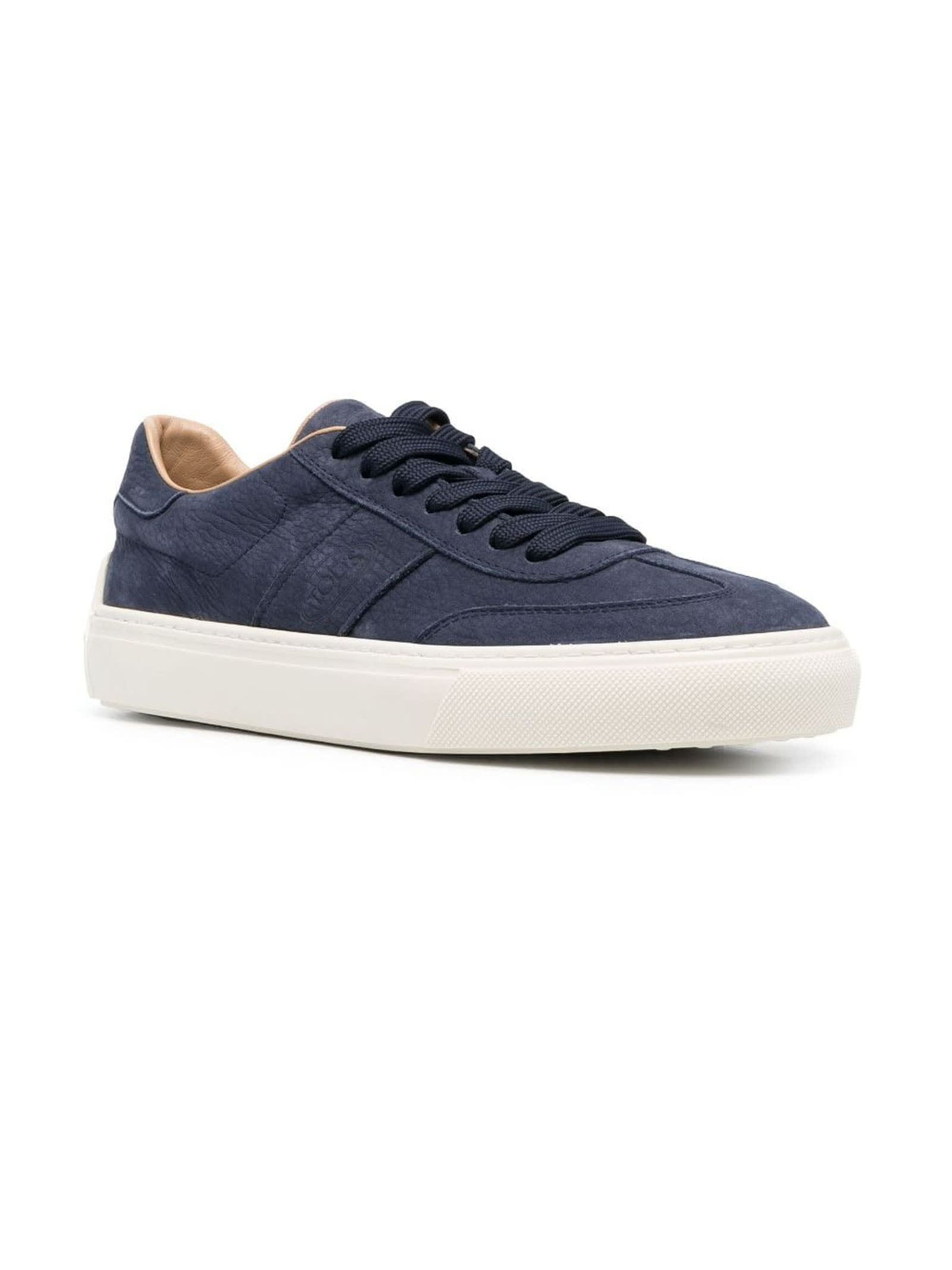 Shop Tod's Blue Nubuck Leather Sneakers