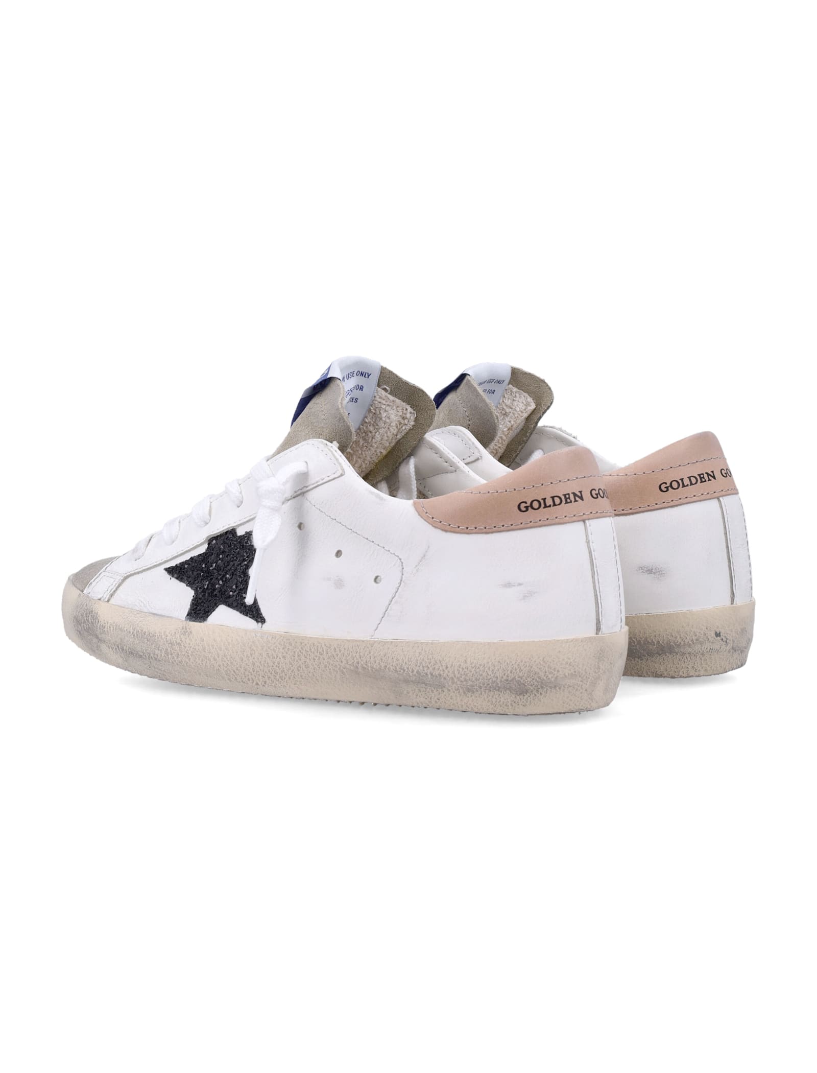 Golden Goose Superstar White Low Top Sneakers With Glittered Star Patch And Laminated Heel With Logo Lettering In In White