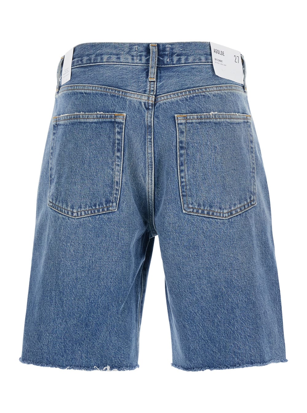 Agolde Blue Five-pocket Shorts With Button Closure In Denim Woman In Blu