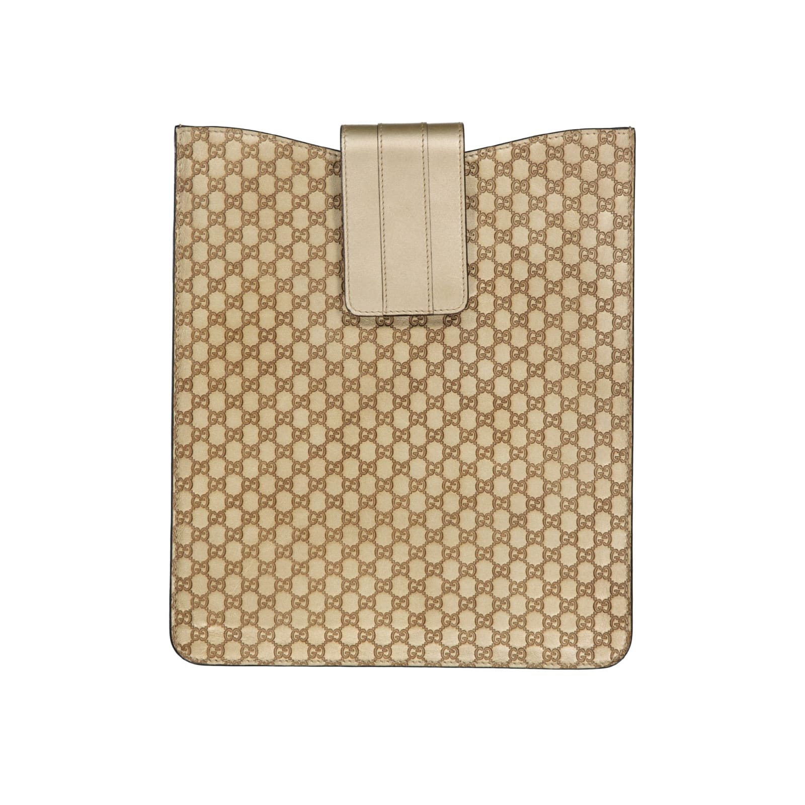 Shop Gucci Ipad Leatter Logo Cover In Gold
