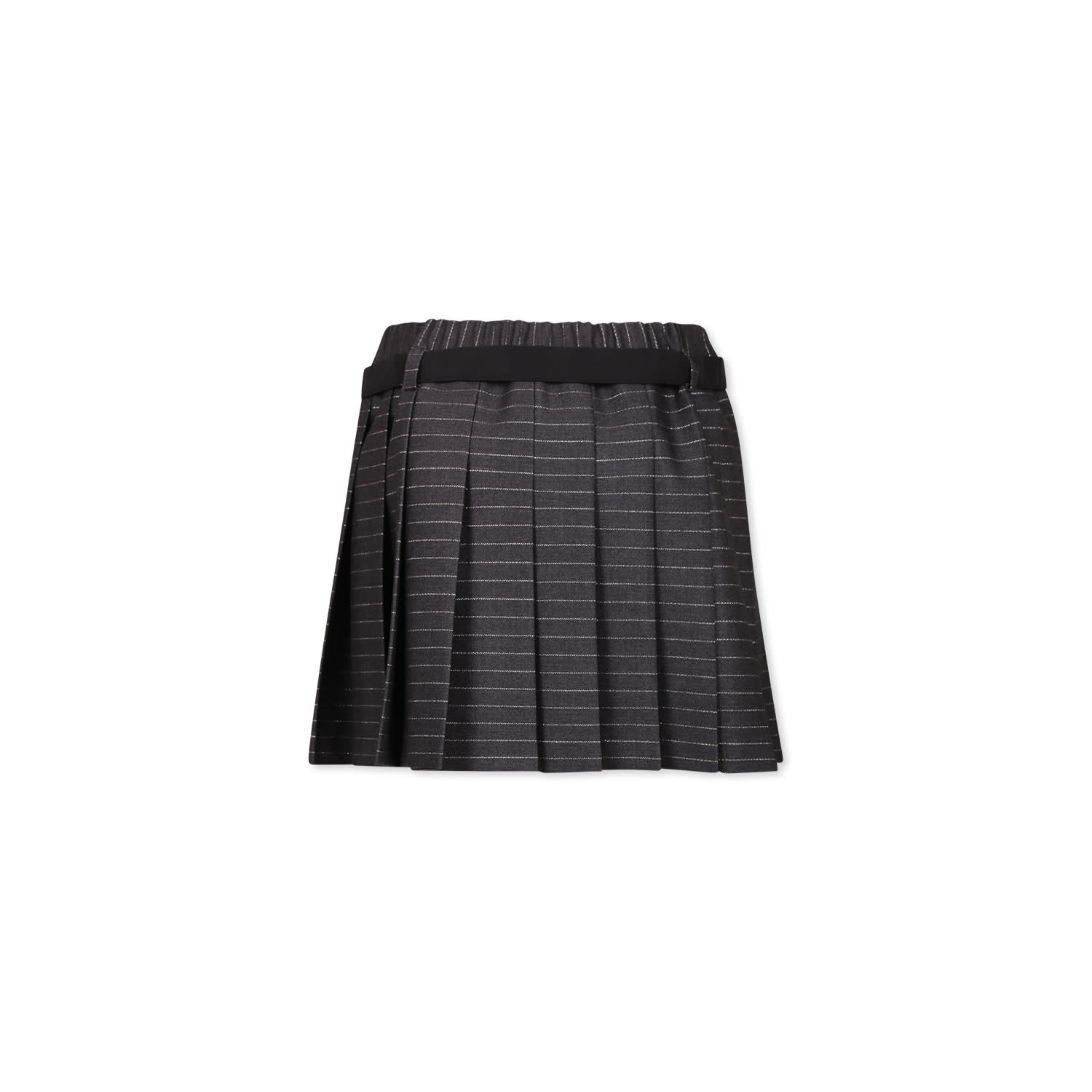 Msgm Gray Skirt For Girl With White Logo In Grey