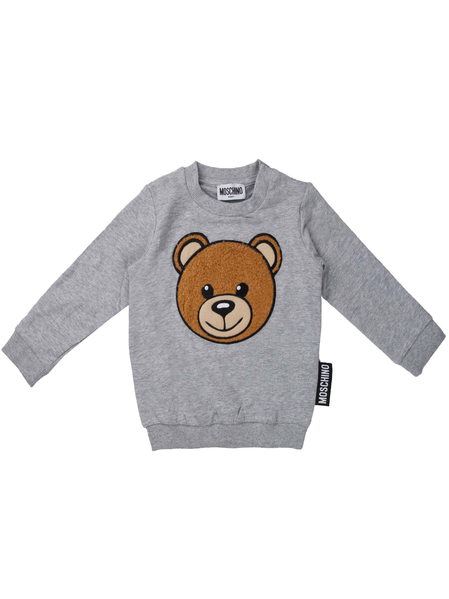 Moschino Gray Crew Neck Sweatshirt With Bear