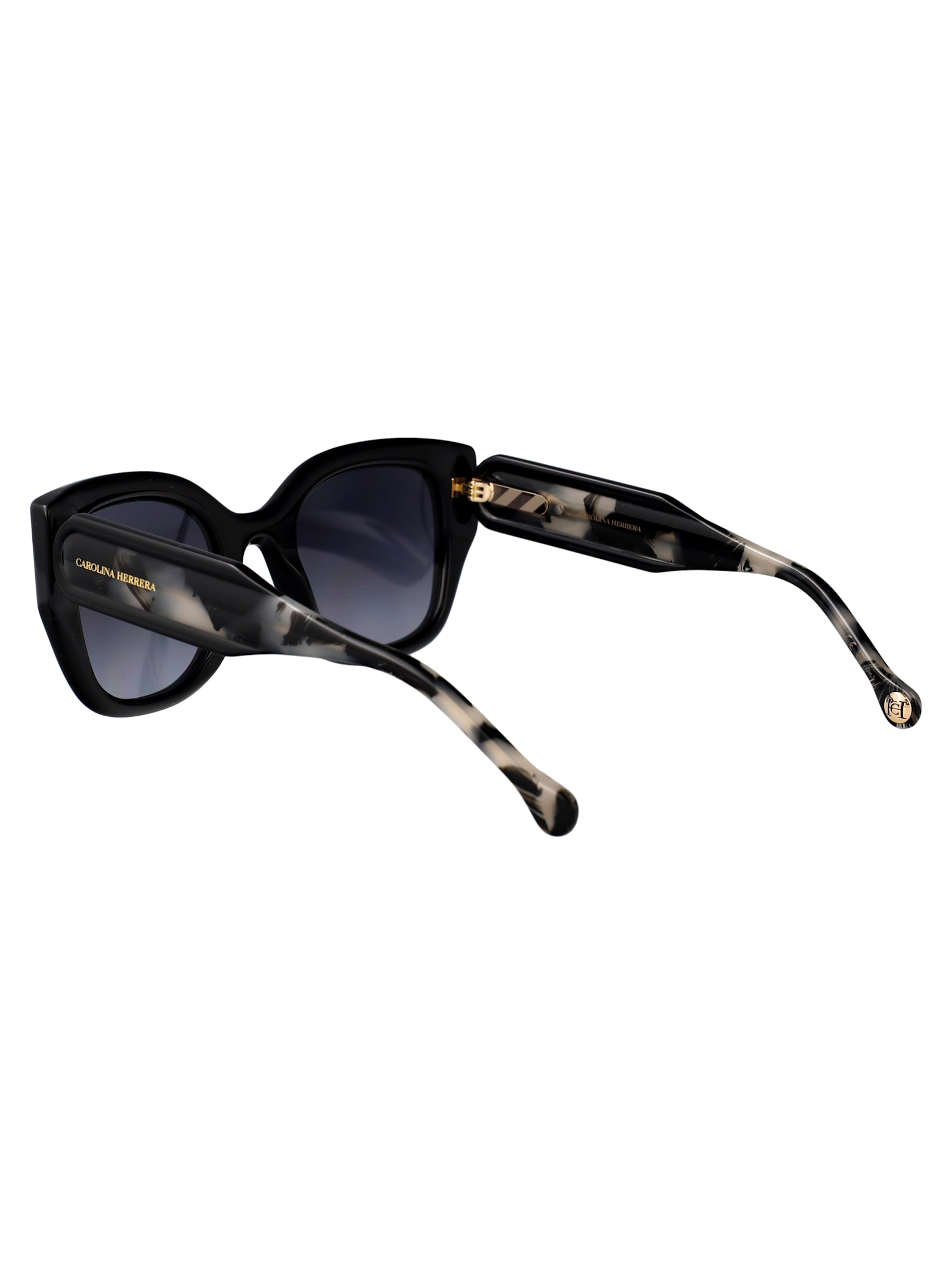 Carolina Herrera Black Acetate Sunglasses In Black