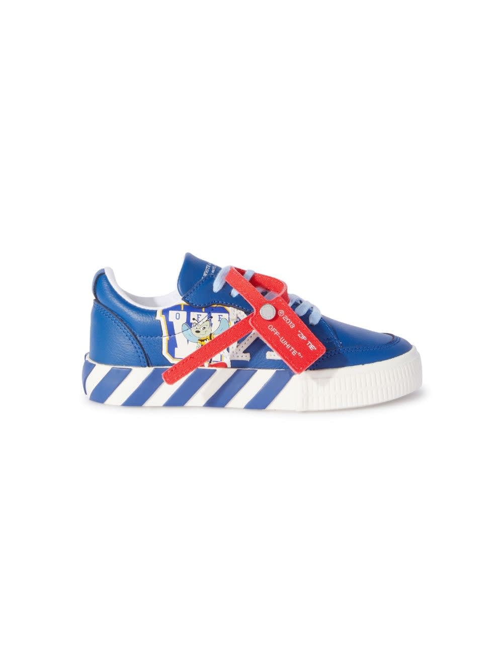 Shop Off-white Off White Sneakers Blu In Pelle Bambino