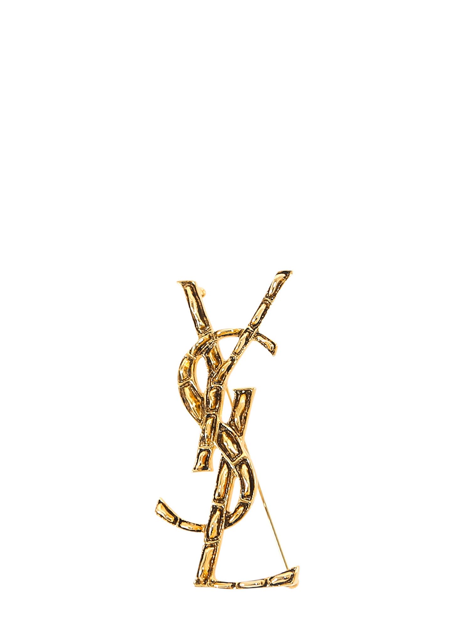 Shop Saint Laurent Brooche In Golden