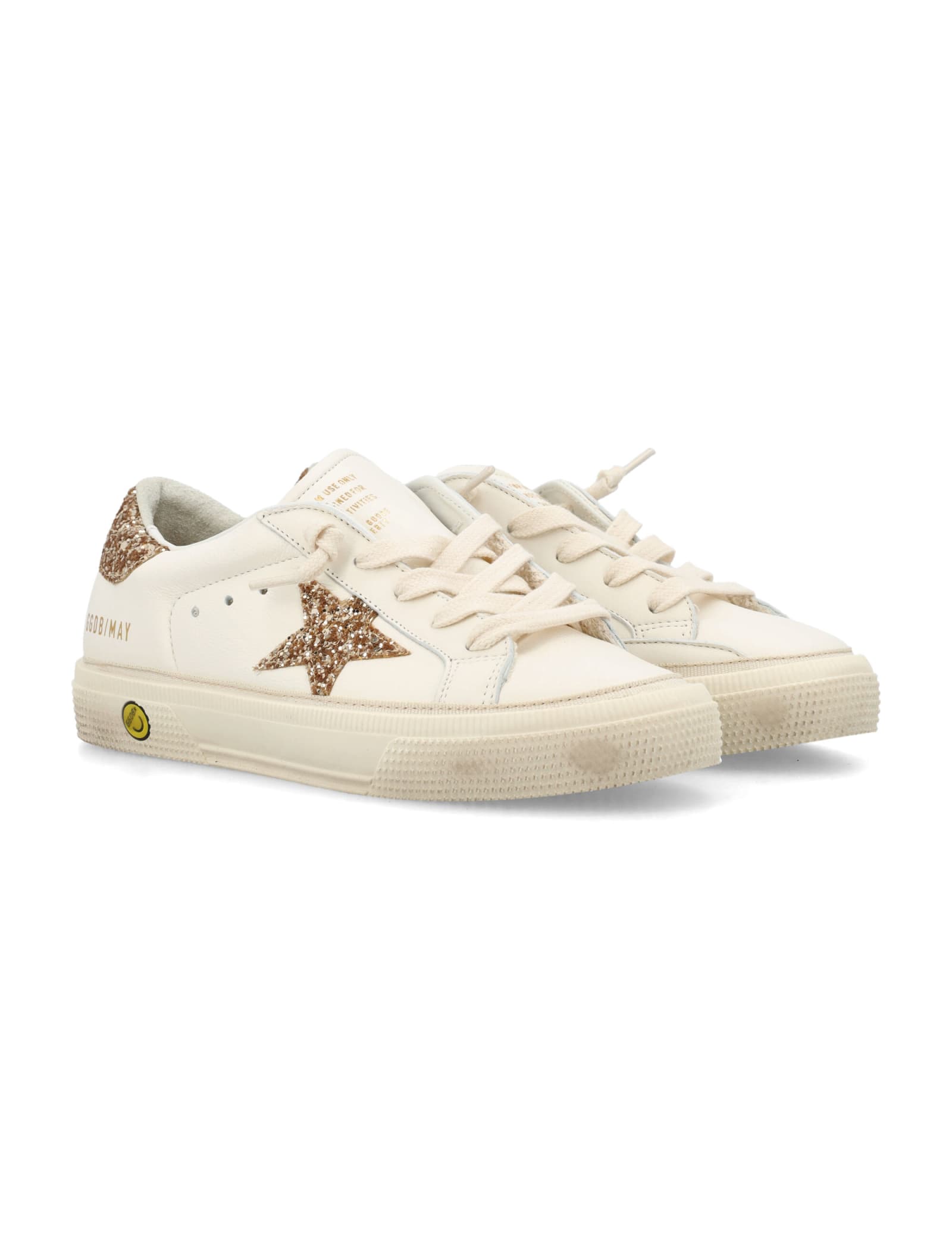 Shop Golden Goose May Sneakers In White/gold