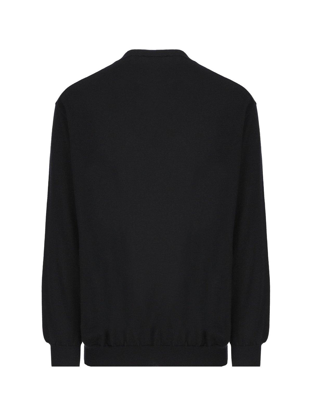 Shop Prada Logo Intarsia Crewneck Knitted Jumper In Nero