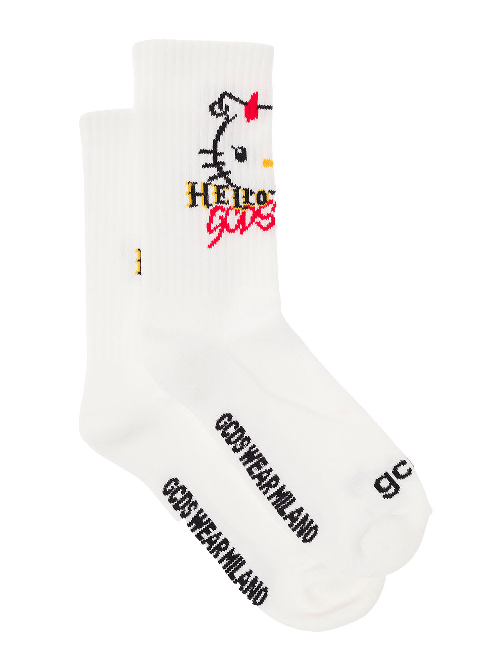 White Hello Kitty Socks In Terry Cloth With Contrasting Jacquard Details Gcds Woman