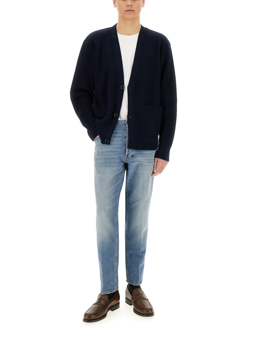 Lardini Organic Cotton Cardigan In Blue