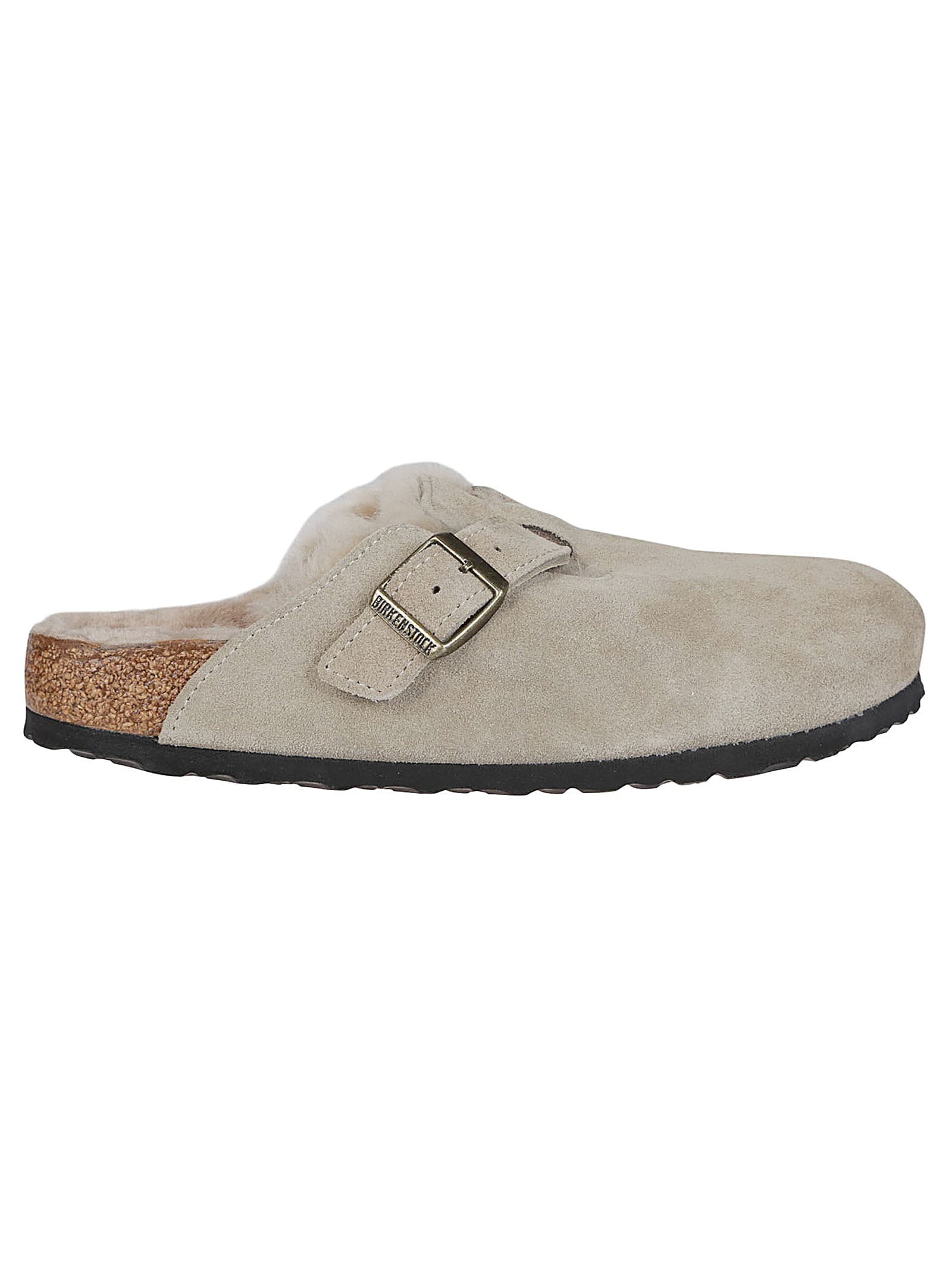 Birkenstock Boston Shearling Sandals In Taupe