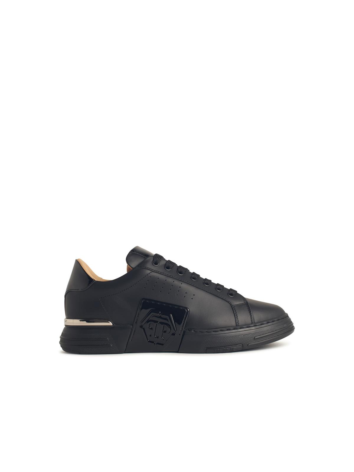 hexagon Black Leather Sneakers