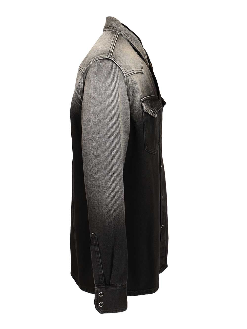 Mm6 Maison Margiela Western Style Denim Shirt Pockets In Black