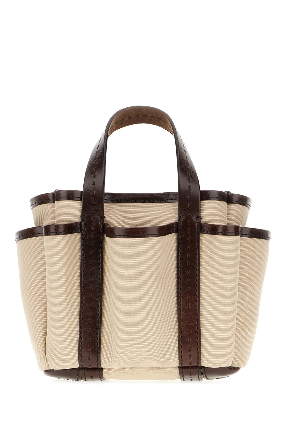 Shop Max Mara Sand Canvas Mini Giardiniera Handbag In 001