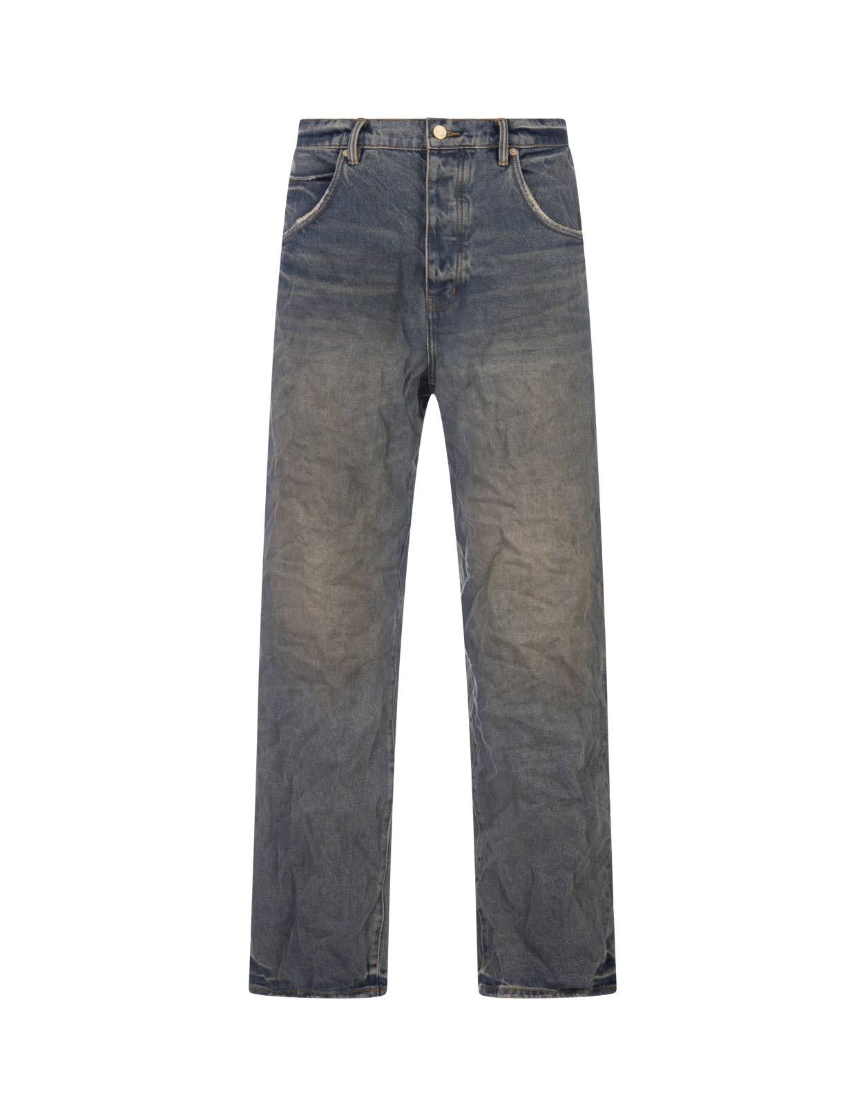 P018 Relaxed Vintage Dirty Jeans In Light Indigo