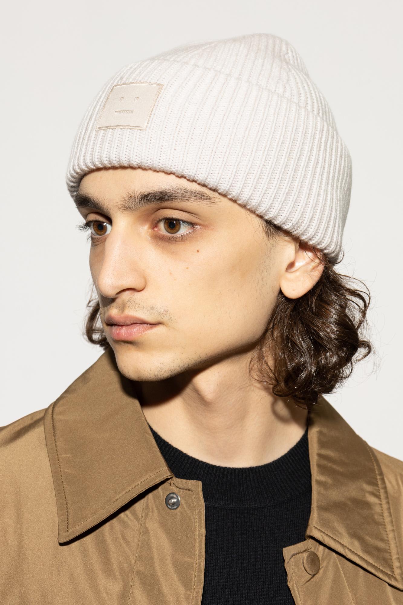 Acne Studios Wool Hat With Logo In Neutral