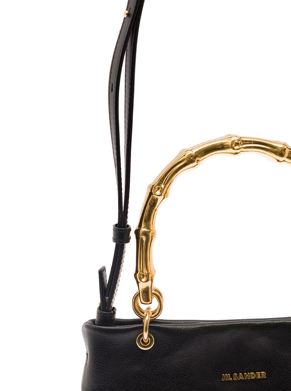 Shop Jil Sander Blacktote Bag With Bamboo Handles In Leather Woman
